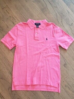 Ralph Lauren Pink Polo with Navy Pony Embroidery Kids M (10-12)